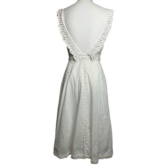 Vintage Sue Wong Dress 4 Ivory Beaded Lace Trim Cottagecore Prairie Midi - Picture 4 of 12